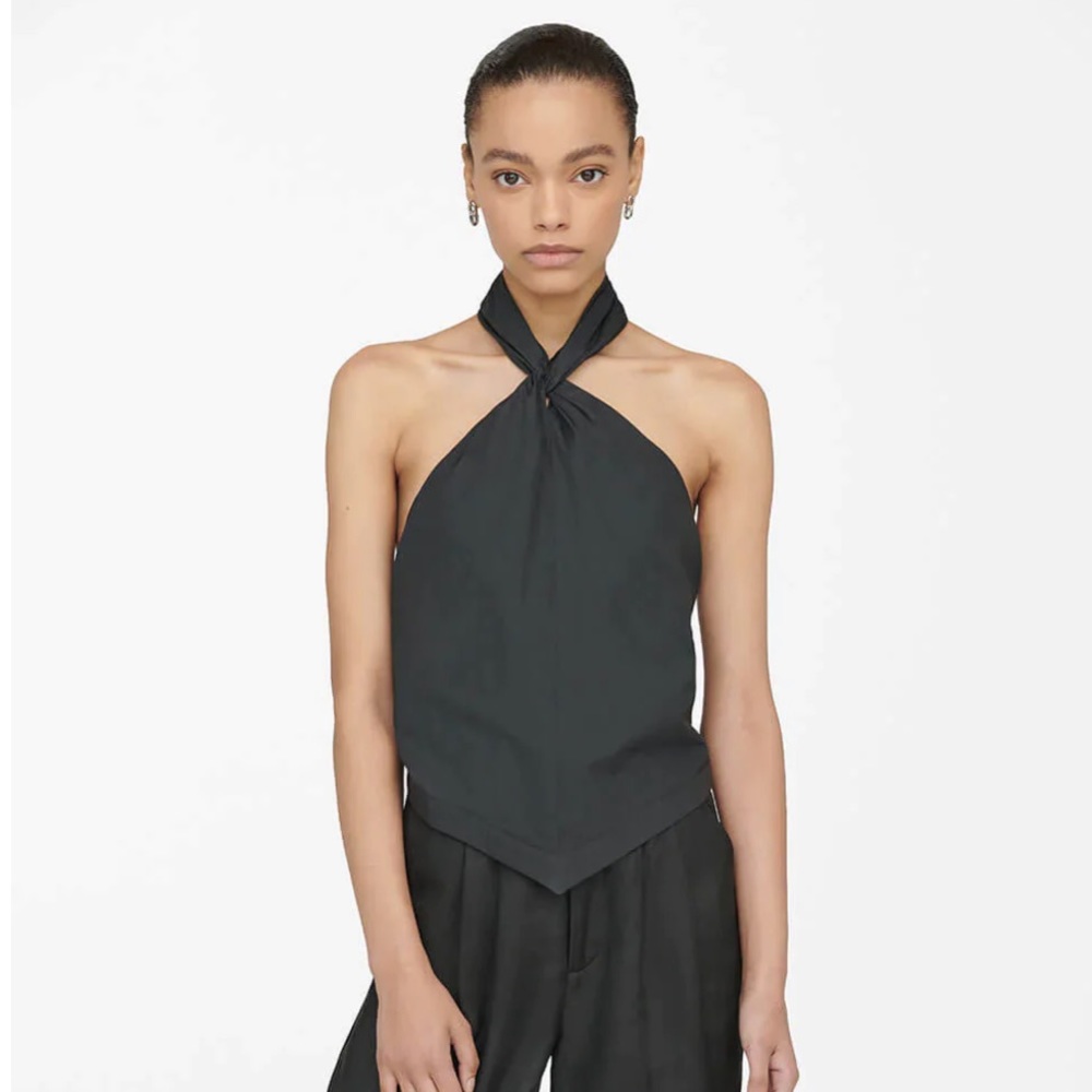 Anine Bing Black Halter Crop Top